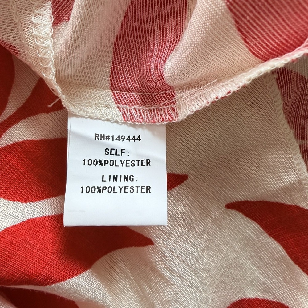 NWT Ember Women's Red & Cream Leaf Print Ruffle Sleeveless Sundress Size Large - Picture 11 of 12